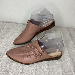 Kelsi Dagger Brooklyn Mules Slip On Pointed Toe Mauve Pink Tie‎ Detail Womens 7